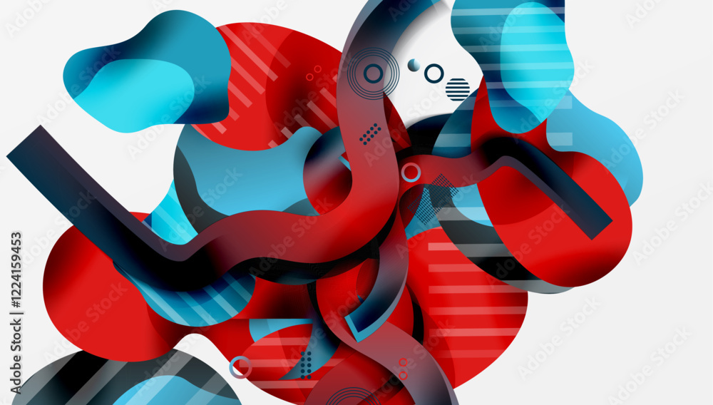 Poster abstract liquid shapes and lines background