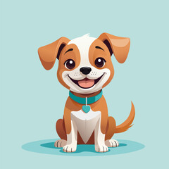Puppy, pet, handmade drawing vector illustration, flat style, poster, banner, isolated on background