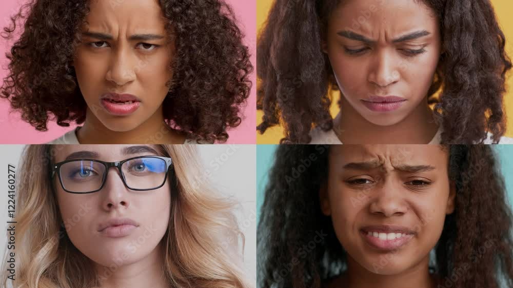 Aufkleber four individuals display a range of emotions through their facial expressions. each person represent