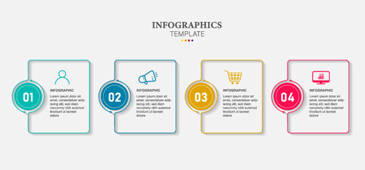 infographic design UI template colorful gradient 4 number labels and icons