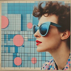 Retro Woman Sunglasses Cityscape Collage