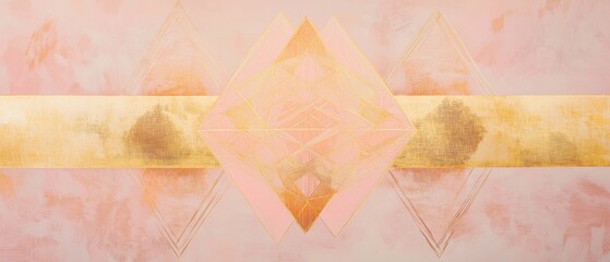 Abstract Pink and Gold Geometric Artwork:  Serene, Elegant Design for Modern Interiors, Wall Art, and Branding