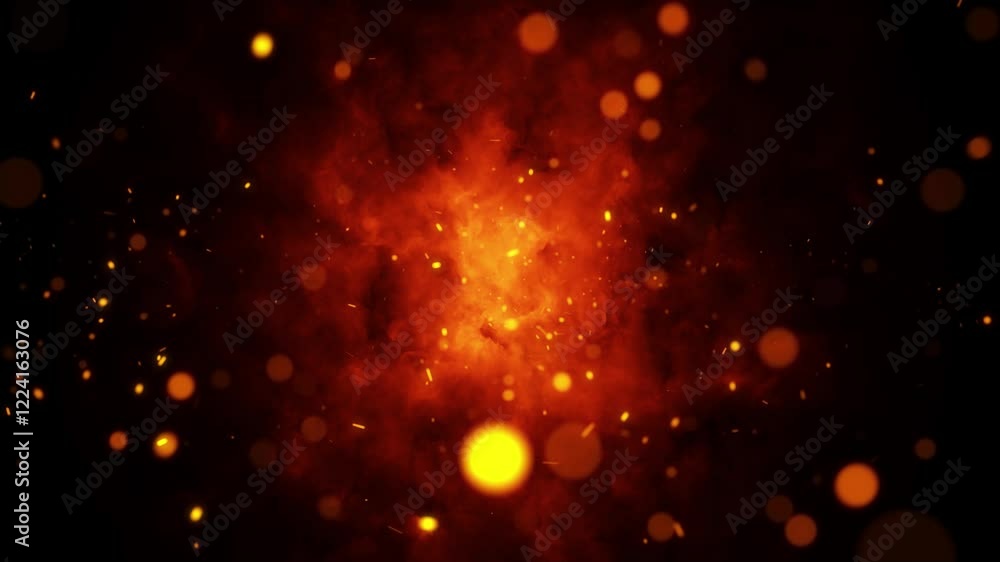 Canvas Prints dark red fire flames with sparks seamless looping copy space background. concept sadness animation.