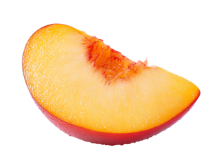 Juicy peach slice isolated on transparent background
