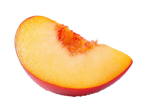 Juicy peach slice isolated on transparent background