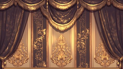 Handcrafted curtains designed for a royal or luxurious event setting.