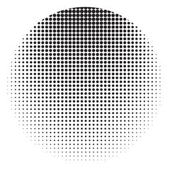 Halftone dots design . Isolated vector dotted gradient circle