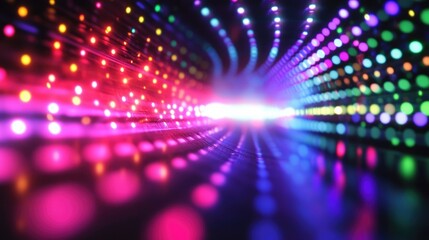 Fototapeta premium Multicolor LED lights glowing across a dark room, highlighting its ambiance and creating an exciting, futuristic environment