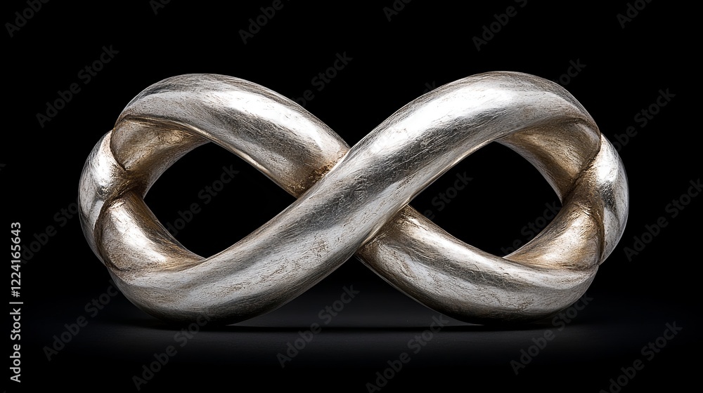 Poster interconnecting metallic rings form a seamless loop in an endless rhythmic motion and intricate desi