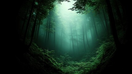 Naklejka premium Enigmatic Fog-Shrouded Forest Path