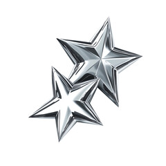 Obraz premium 3d Metallic Chrome Star Isolated on Transparent Background