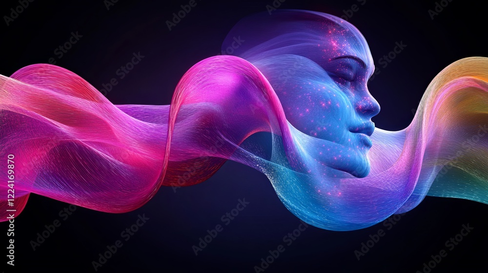 Poster futuristic dna strand with glowing particles showcasing advanced genetic structures and flowing anim