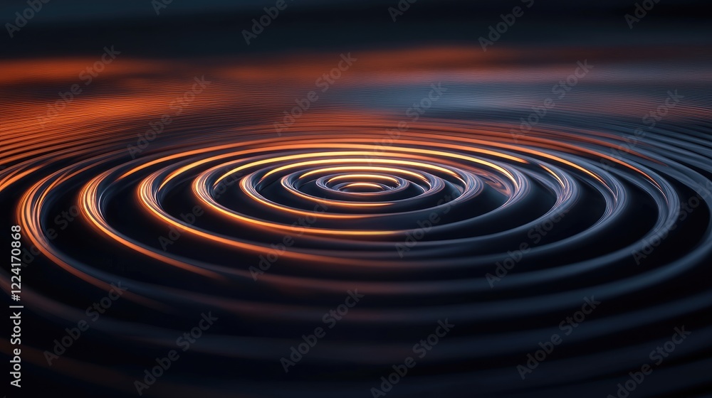 Fototapete visual representation of magnetic forces and gravity through rippling vibrations and luminous concen