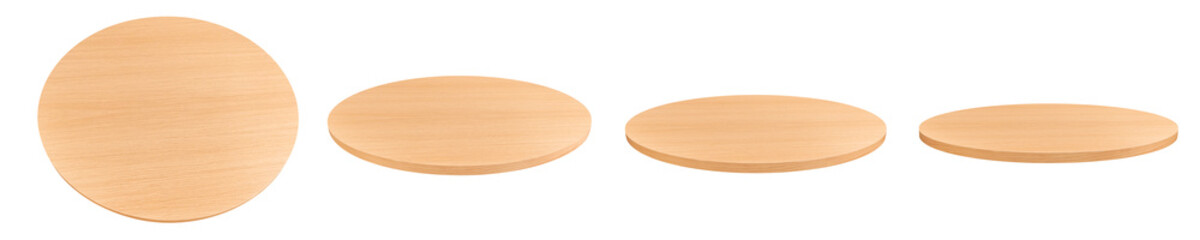 Beautiful empty round wooden board PNG transparent.