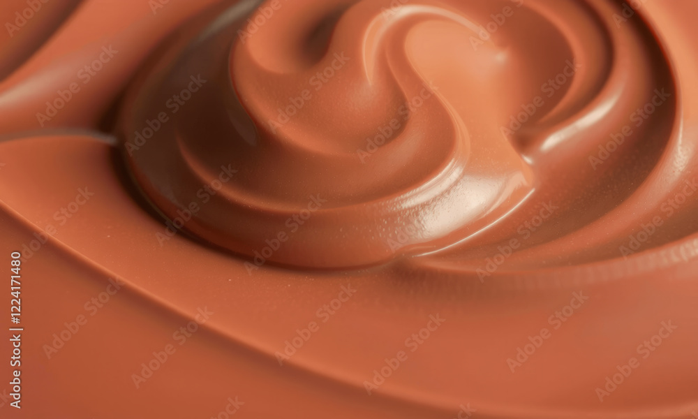 Poster rich chocolate surface with smooth swirls, creating tempting texture. perfect for desserts and confe
