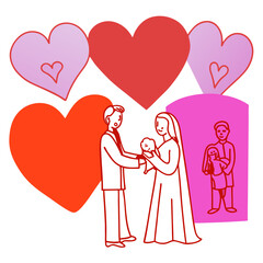 Happy valentine day illustration vector art,