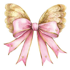 sweet pink pastel cupid coquette bow watercolor