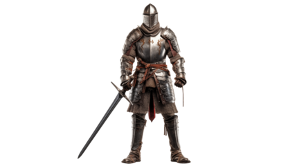 Full body photograph of a medieval isolated on transparent background