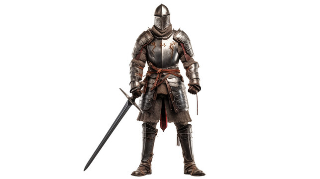 Fototapeta Full body photograph of a medieval isolated on transparent background