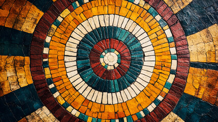 Fototapeta premium Colorful Mosaic Pattern in Circular Design Showcasing Art Geometric Aesthetics and Creativity : Generative AI