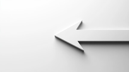 Abstract White Arrow Left Direction Minimalist Design 3D Rendering Graphic Backwards Navigation Guidance