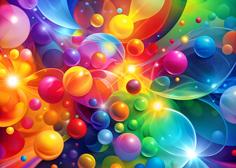 Abstract Colorful Spheres Background. Digital Art