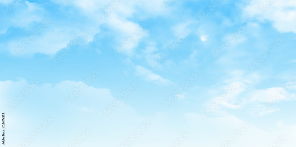 Poster blue sky background with white clouds. fantasy cloudy sky, abstract image use for background. vector