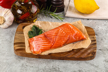 Piece of cut salmon fillet