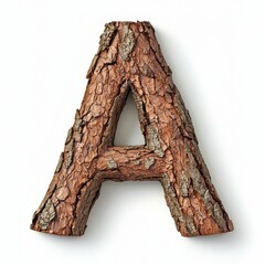 Rustic Styled Capital Letter A Made of Tree Bark Texture