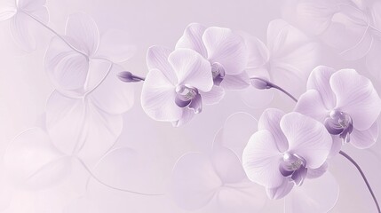 Elegant Purple Orchids on Soft Pastel Background for Design