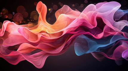 Obraz premium Swirling pink and blue waves create vibrant, flowing abstract background. soft curves and colors evoke sense of movement and energy