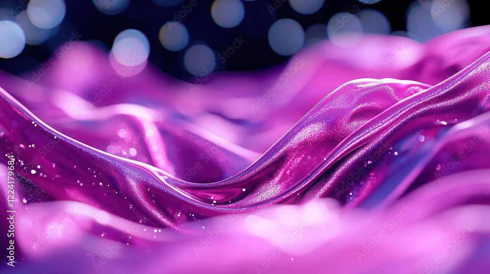 Poster shimmering pink fabric waves create dreamy atmosphere with soft bokeh