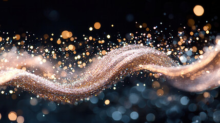 Swirling pink wave with sparkling particles creating dreamy atmosphere