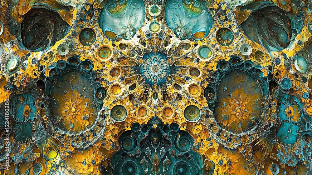 Poster endless kaleidoscopic fractals create a mesmerizing spectacle of vivid colors and intricate patterns