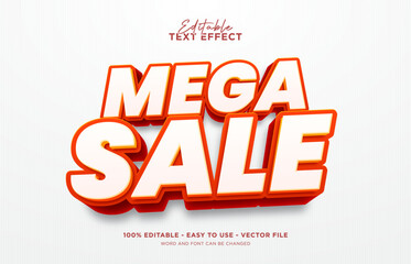 Editable mega sale 3d text effect, advertising text style effect