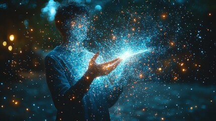 Fototapeta premium A Mystical Encounter: Embracing the Luminescent Stardust