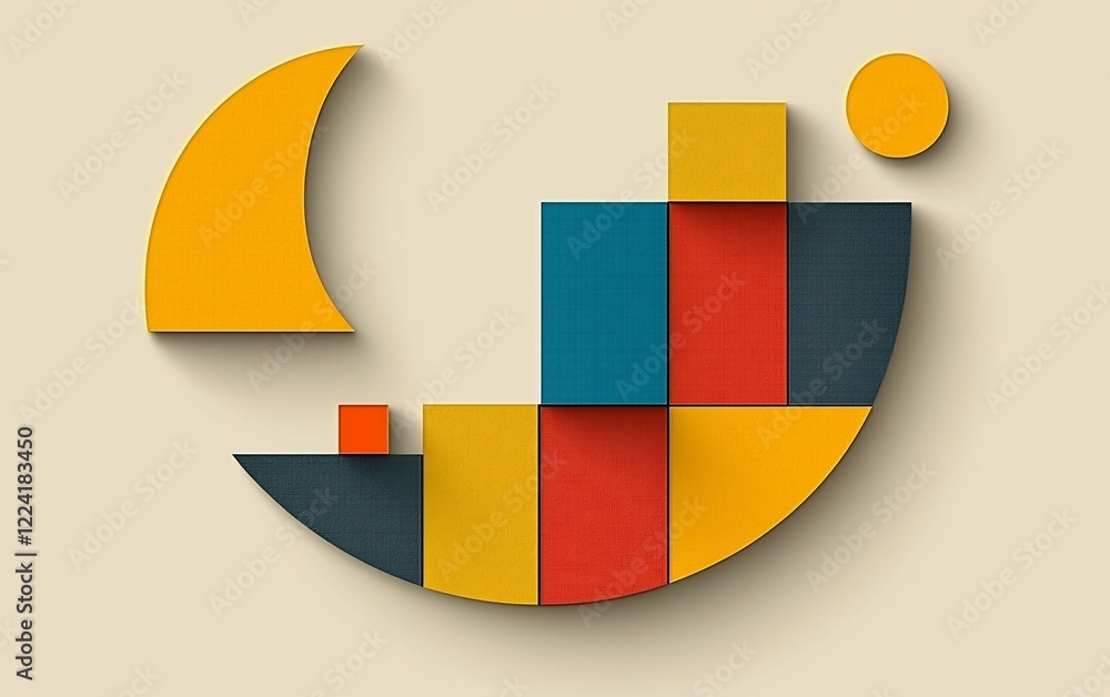 Poster abstract colorful geometric shapes forming a graph.