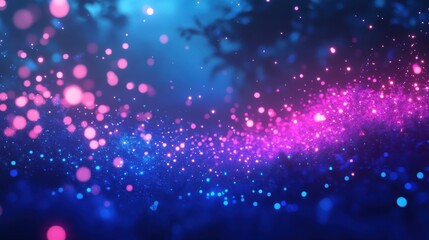Enchanted Night: A Symphony of Pink and Blue Glowing Particles