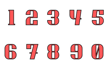 Set of numbers from zero to nine. Collection of numbers isolated on a white background. Vector illustration.