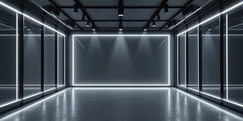 Fototapeta premium Modern minimalist interior design with neon lighting
