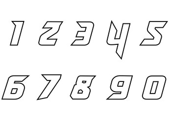 Set of numbers from zero to nine. Collection of numbers isolated on a white background. Vector illustration.