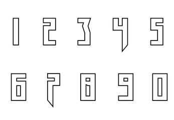 Set of numbers from zero to nine. Collection of numbers isolated on a white background. Vector illustration.