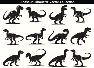 Set of Dinosaur Silhouette Vector Illustration