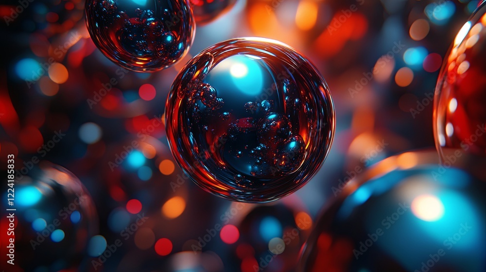 Poster magnetic balls interact dynamically, creating fascinating shapes with attraction and repulsion effec