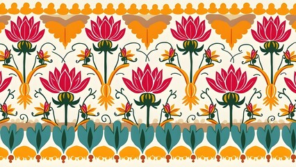 Scalloped Borders A Fuchsia and Turquoise Pattern