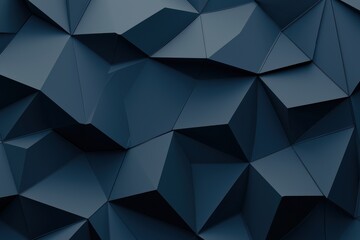 Obraz premium A textured, geometric surface featuring dark blue triangular facets, creating a modern and dynamic appearance.