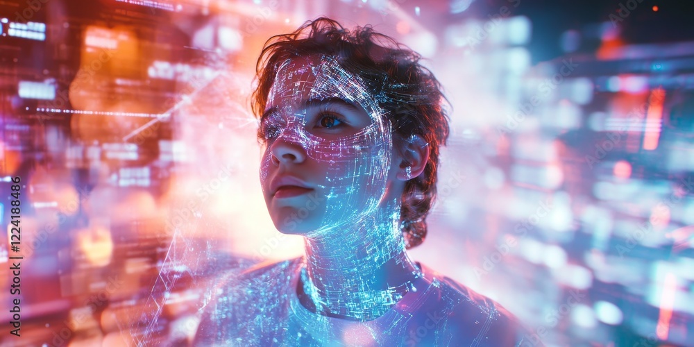 Aufkleber exploring the future of technology: a glimpse into digital transformation and human connection