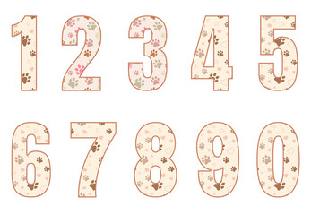 Set of numbers from zero to nine. Collection of numbers isolated on a white background. Vector illustration.