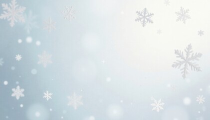 Softly falling snowflakes on a pure white background, blank, frosty