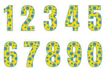 Naklejka premium Set of numbers from zero to nine. Collection of numbers isolated on a white background. Vector illustration.